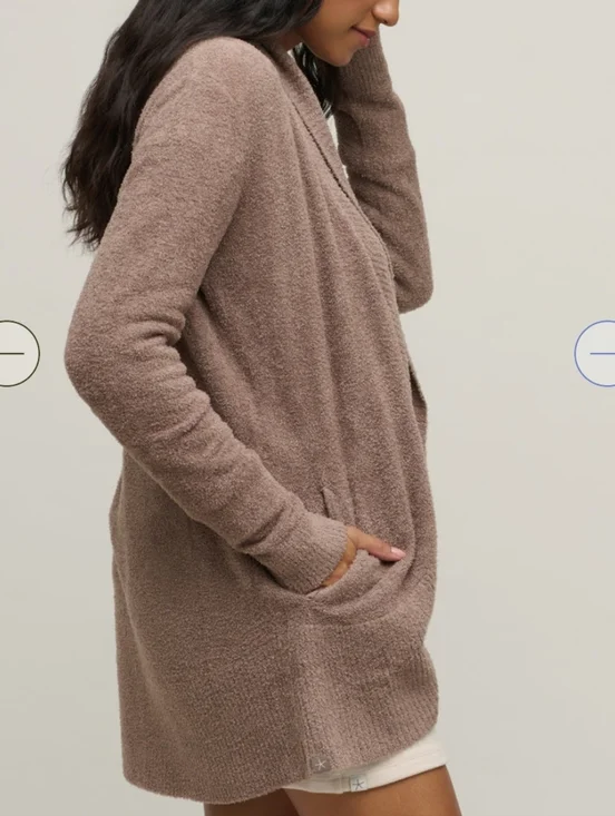 Barefoot Dreams• Cozychic Lite Lounge Open-Front Cardigan - Light Mauve. Sz S - Picture 3 of 12